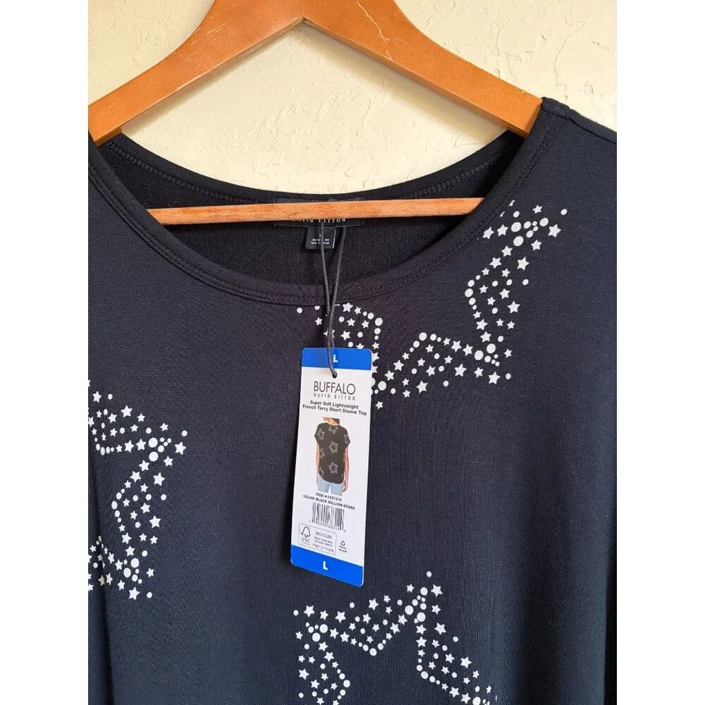 New! Buffalo David Bitton Super Soft Lightweight French Terry Short Sleeve Top M - Picture 3 of 7